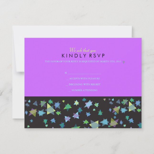 COLORED STARS Bar Bat Mitzvah Reply Card (Front)