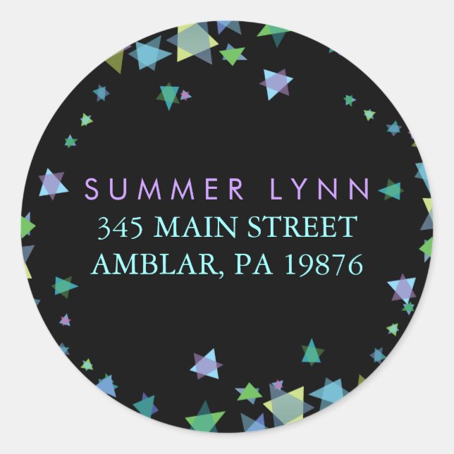 COLORED STARS Bar Bat Mitzvah Sticker lable (Front)