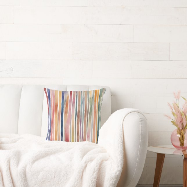Colored watercolour lines cushion (Couch)