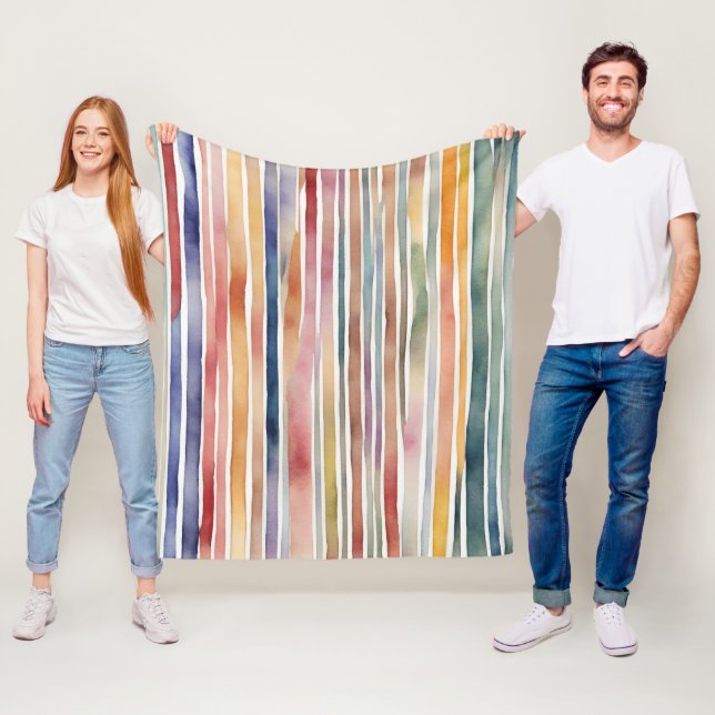 Colored watercolour lines fleece blanket (In Situ)