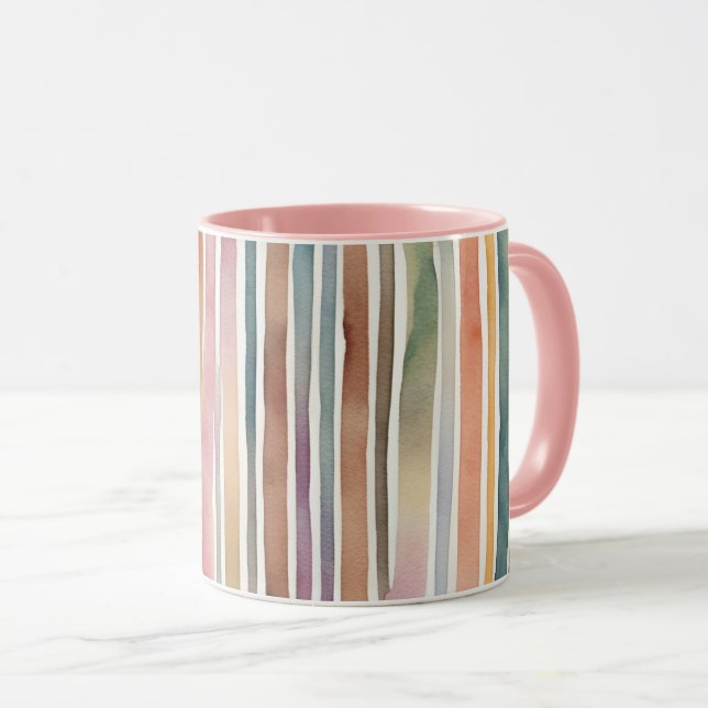 Colored watercolour lines mug (Front Right)