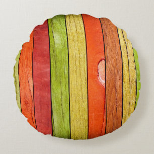 colored wooden texture, 3D illustration3d, abstrac Round Cushion
