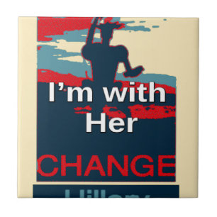 Colorful 2016 I am with her Vote for Hillary USA S Ceramic Tile