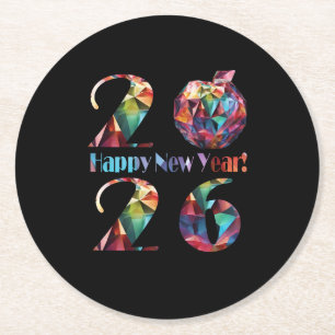 Colorful 2026-Happy New Years- Round Paper Coaster