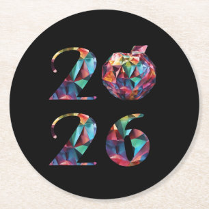 Colorful 2026 round paper coaster