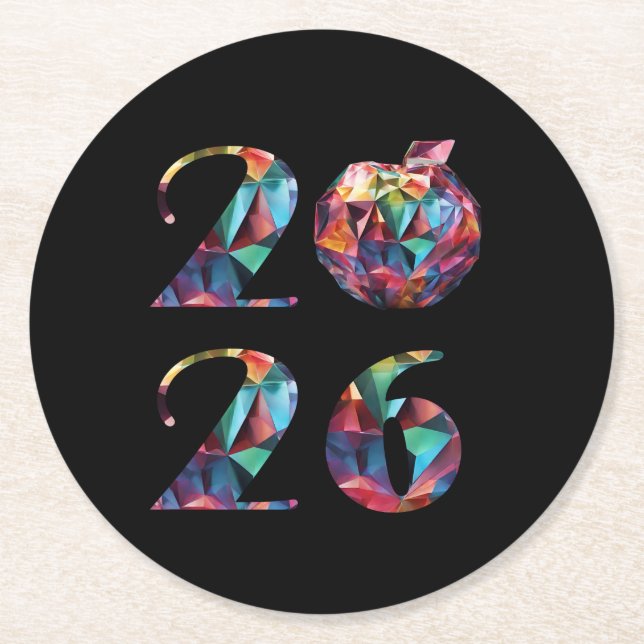 Colorful 2026 round paper coaster (Front)