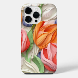 COLORFUL 3-D LOOK TULIP FLOWERS iPhone 14 PRO MAX CASE