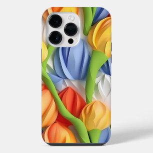 COLORFUL 3-D LOOK TULIP FLOWERS iPhone 14 PRO MAX CASE