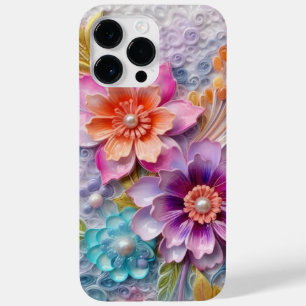 COLORFUL 3-D QUILL PAPER LOOK FLORAL PATTERNS Case-Mate iPhone 14 PRO MAX CASE