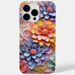 COLORFUL 3-D QUILL PAPER LOOK FLORAL PATTERNS Case-Mate iPhone 14 PRO MAX CASE