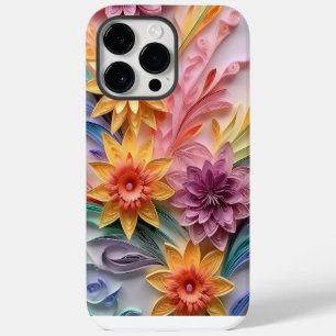 COLORFUL 3-D QUILL PAPER LOOK FLORAL PATTERNS iPhone 14 PRO MAX CASE