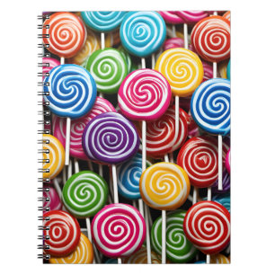 Colorful 3D Lollipops Pattern Notebook