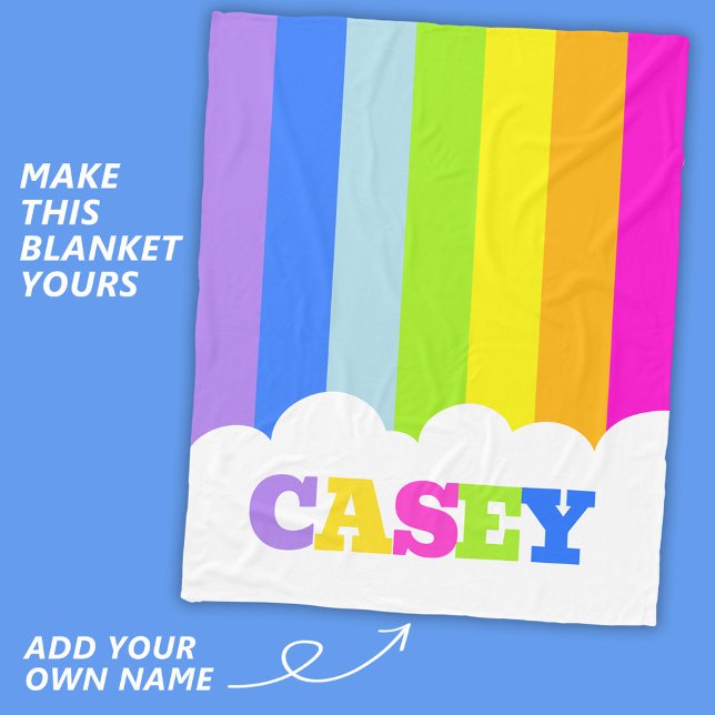 Colorful 5 letter name rainbow cloud  fleece blanket (Creator Uploaded)