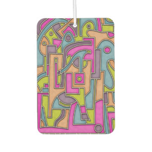 Colorful 60s Mod Geometric Abstract Car Air Freshener