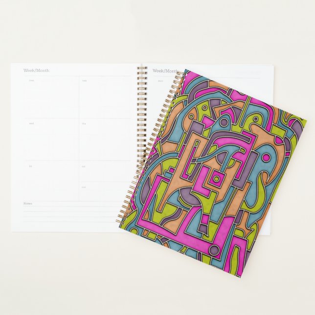 Colorful 60s Mod Geometric Abstract Planner (Display)