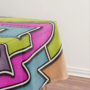 Colorful 60s Mod Geometric Abstract Tablecloth
