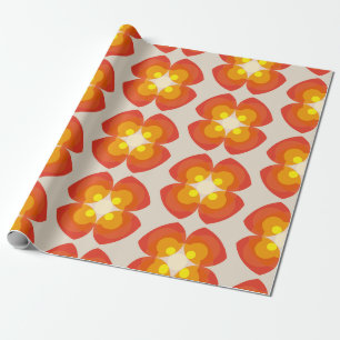 Colorful 70s 80s Retro Flower Pattern Wrapping Paper