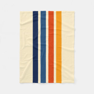 Colorful 70s Retro Striped Stripes Fleece Blanket