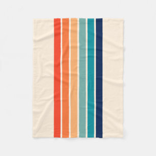 Colorful 70s Retro Striped Stripes Fleece Blanket