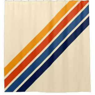 Colorful 70s Striped Retro Stripes Shower Curtain