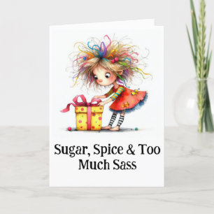 * Colorful 7 Whimsical Christmas Girl  Gift AP97 Thank You Card