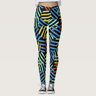 Colorful 80s Memphis Design Circular Pattern Leggings