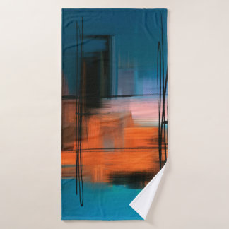 Colorful abstract acrylic painting. Surreal landsc Bath Towel