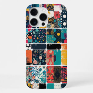 Colorful Abstract and Floral Pattern Collage iPhone 16 Pro Max Case