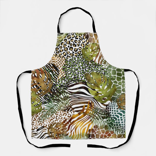 Colorful abstract animal jungle apron (Front)