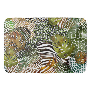 Colorful abstract animal jungle bath mat