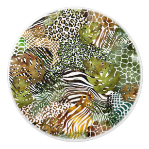 Colorful abstract animal jungle ceramic knob