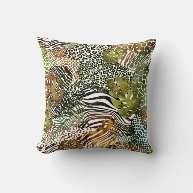 Colorful abstract animal jungle cushion (Front)