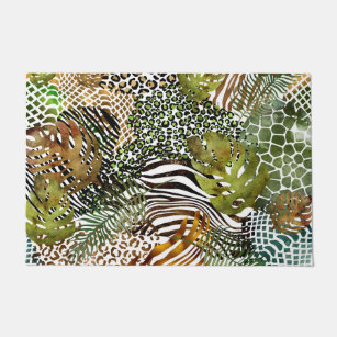 Colorful abstract animal jungle doormat