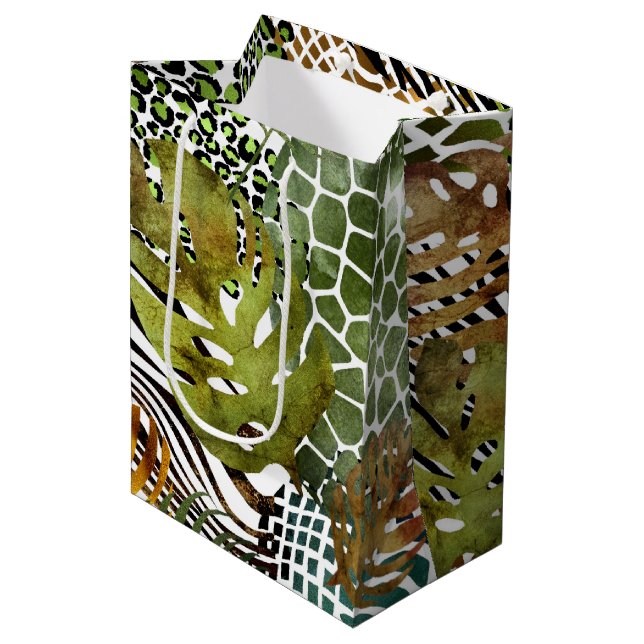 Colorful abstract animal jungle medium gift bag (Front Angled)