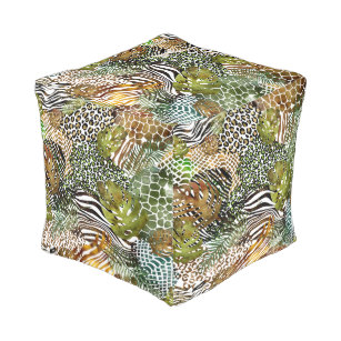 Colorful abstract animal jungle pouf