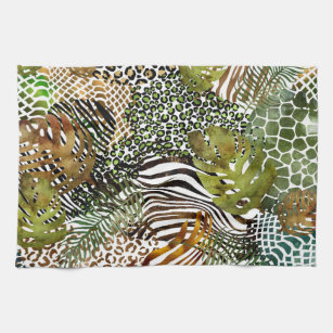 Colorful abstract animal jungle tea towel
