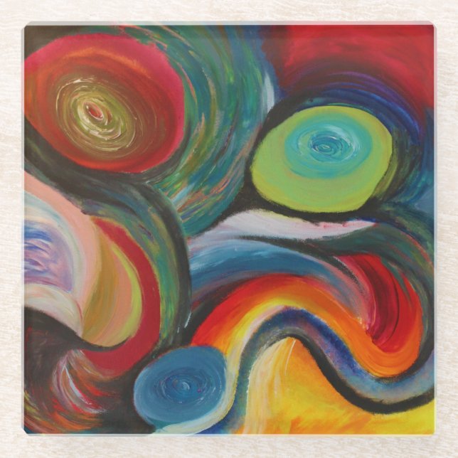 Colorful abstract art coaster (Front)