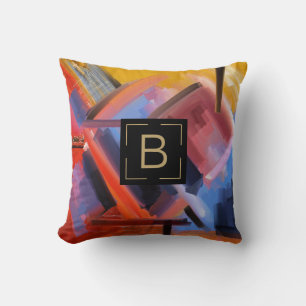 Colorful Abstract Art Modern Shapes Typography Cushion