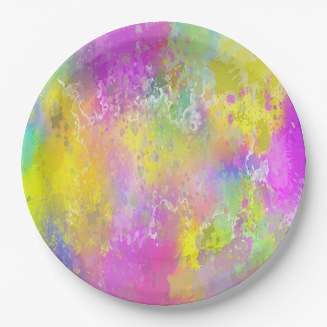 Colorful Abstract Art Paper Plate (Front)