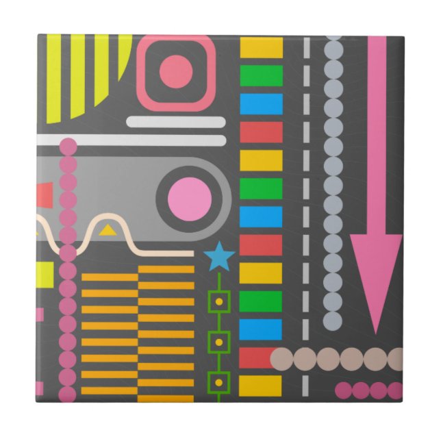 Colorful Abstract Art Pattern Ceramic Tile (Front)