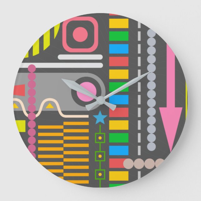 Colorful Abstract Art Pattern Large Clock (Front)