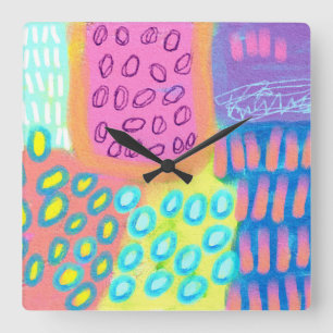 Colorful Abstract Art Square Wall Clock