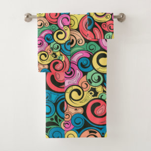 Colorful Abstract Art Swirls Bath Towel Set