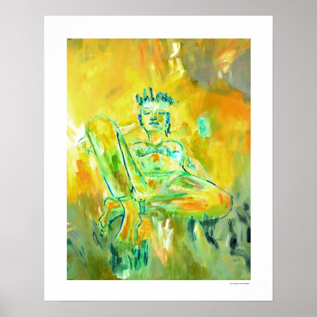 Colorful Abstract Art Woman Yellow Home Wall Decor (Front)