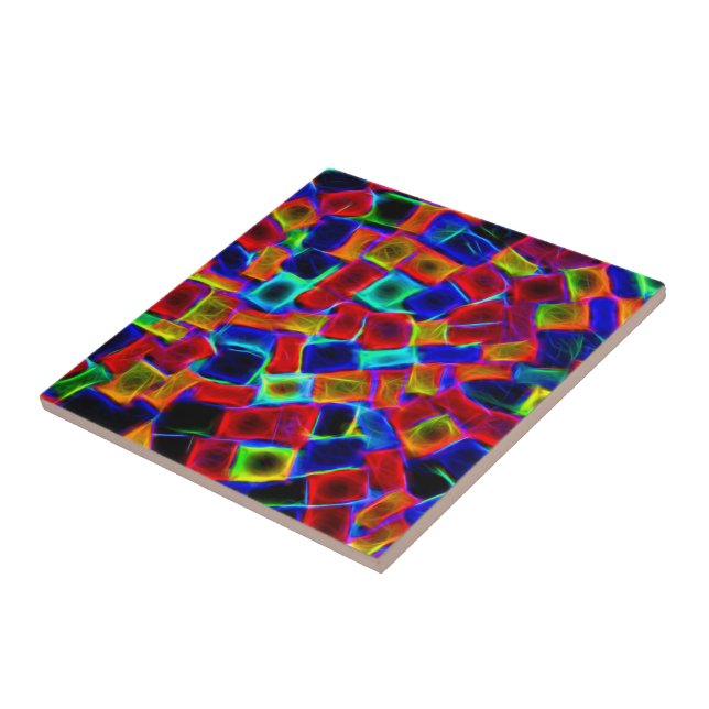 Colorful Abstract Bokeh Blocks Pattern Ceramic Tile (Side)