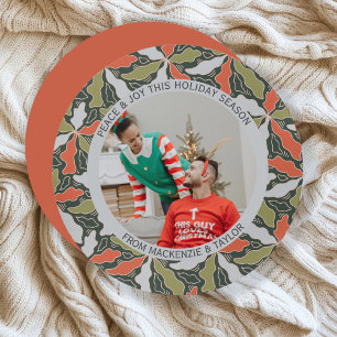 Colorful Abstract Botanical Photo Christmas  Holiday Card