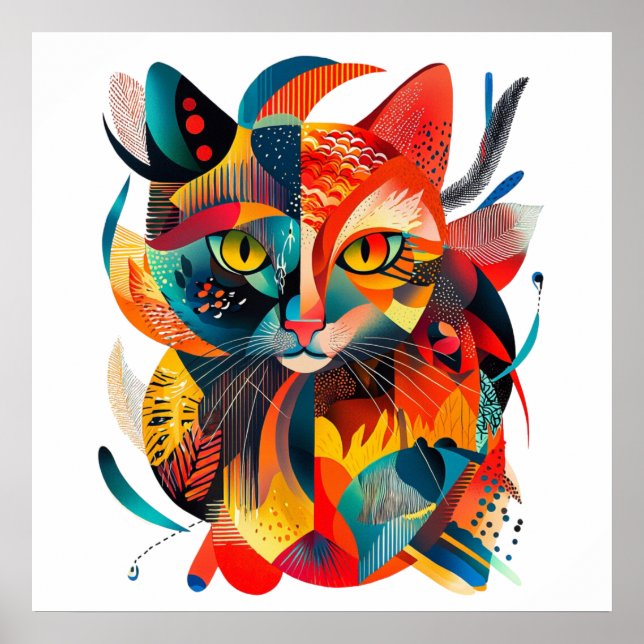 Colorful abstract cat🐱🎨 poster (Front)