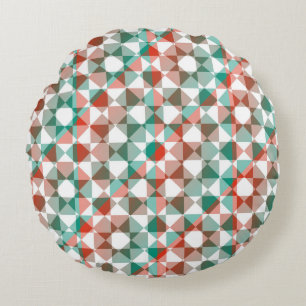 Colorful Abstract Checker Square Pattern Round Cushion