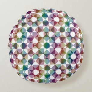 Colorful Abstract Checker Square Pattern Round Cushion