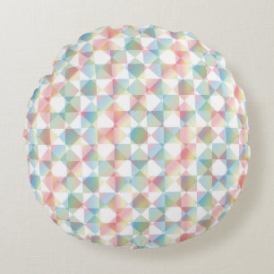 Colorful Abstract Checker Square Pattern Round Cushion